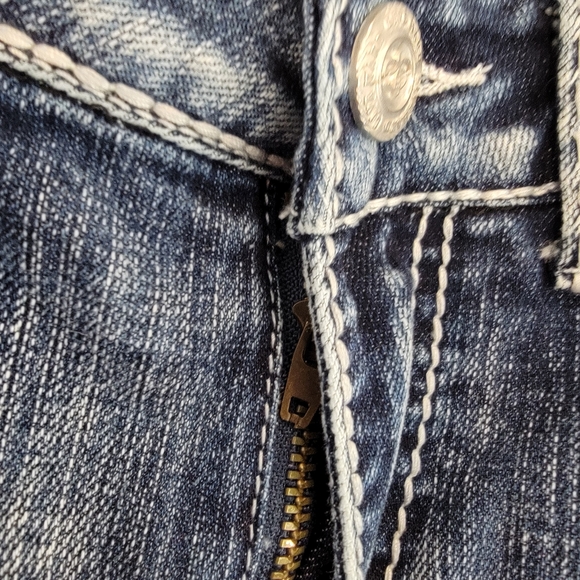 Live Hard Play Hard Thick Stitch Studded Boot Cut Jeans Size 2 - Picture 5 of 16